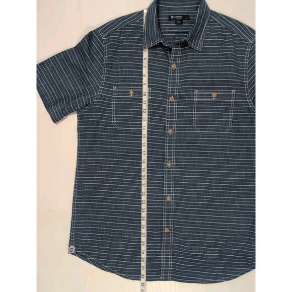 Cremieux Men’s L Blue Striped Button Front Short Sleeve Casual Summer Shirt - Picture 10 of 14